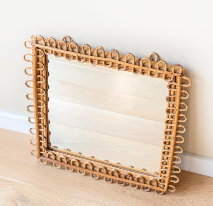 Italian Mid-Century Bamboo Mirror, Franco Albini