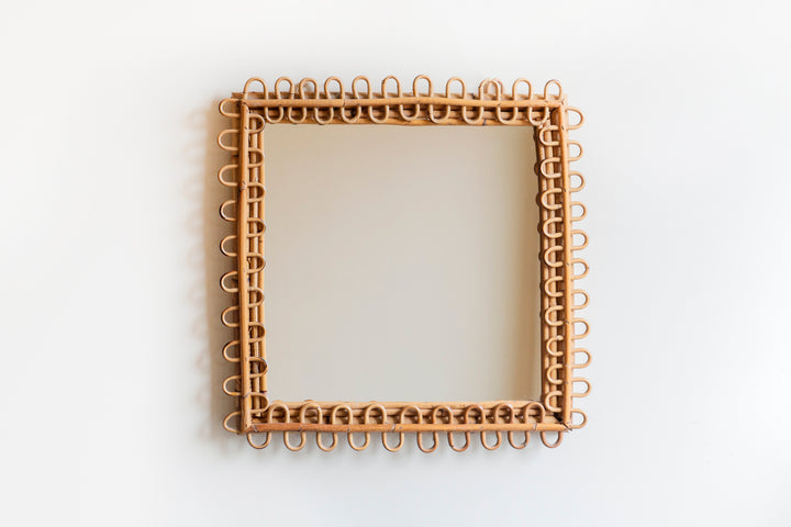 Italian Mid-Century Bamboo Mirror, Franco Albini