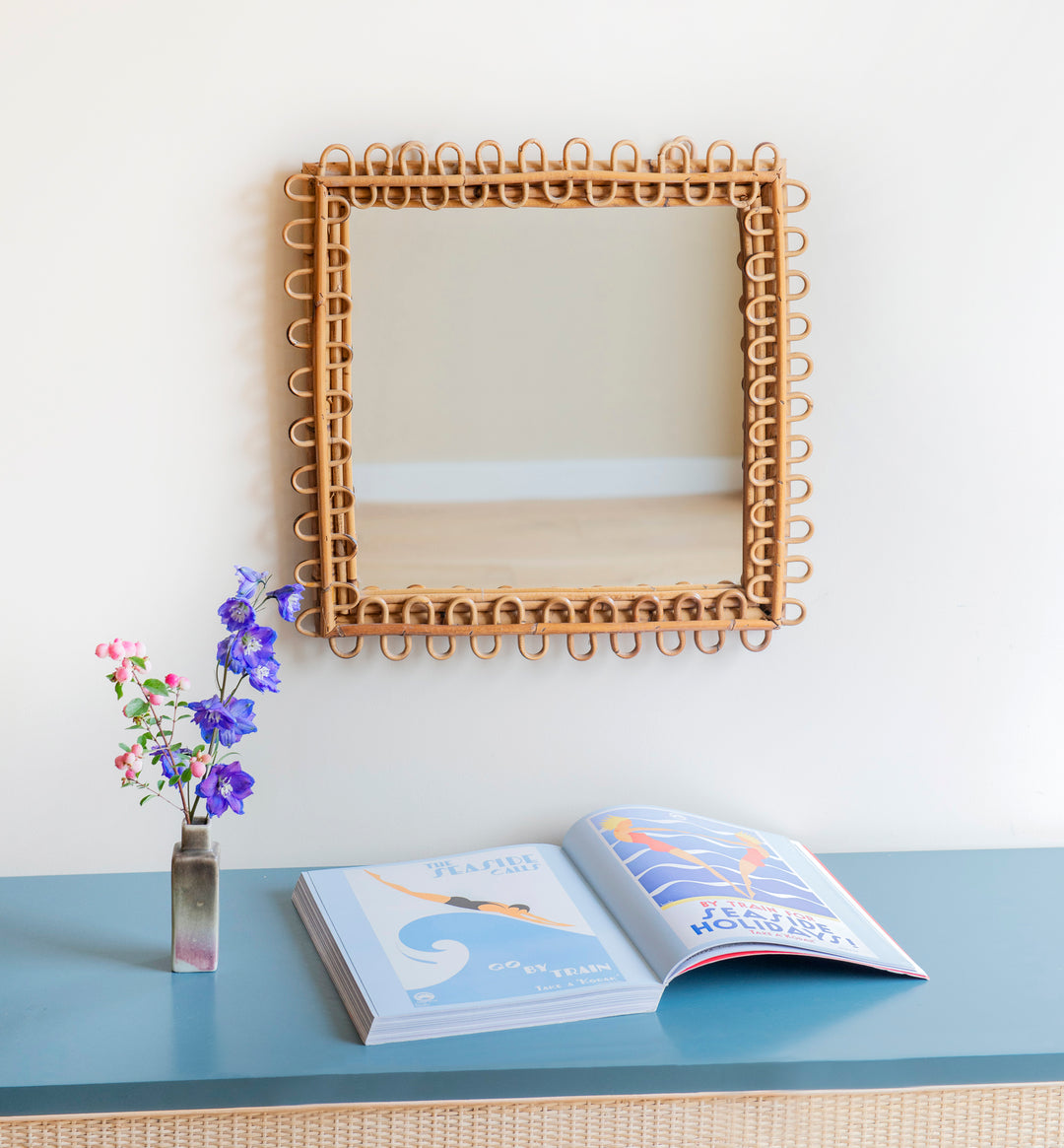 Italian Mid-Century Bamboo Mirror, Franco Albini