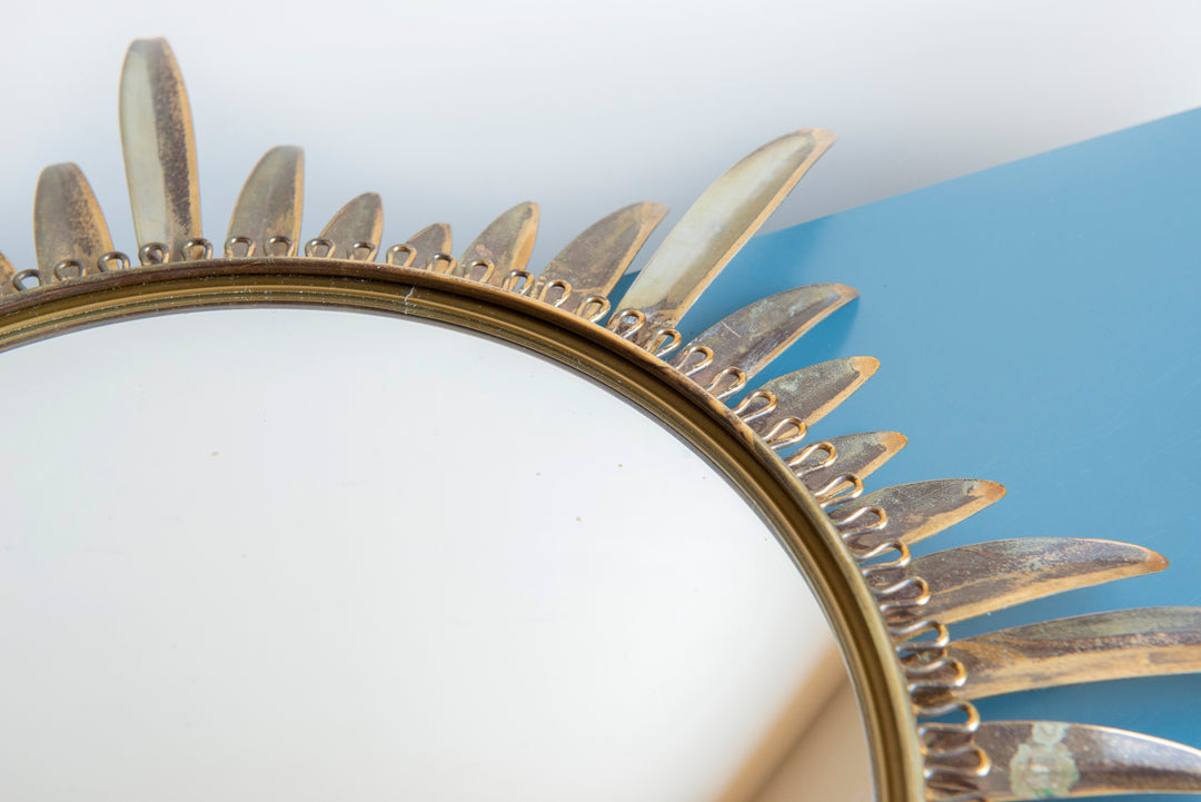 Mid-Century Convex Sunburst Mirror, Deknudt, Made In Belgium