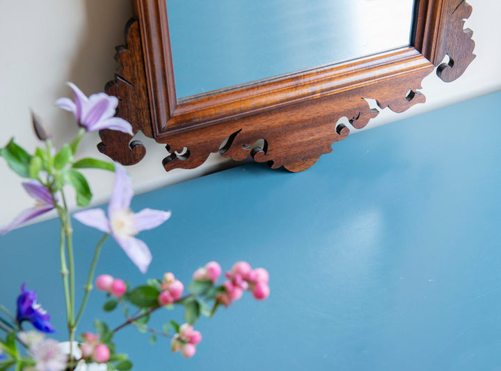 Georgian Fret Cut Chippendale Mirror, Mahogany Wood