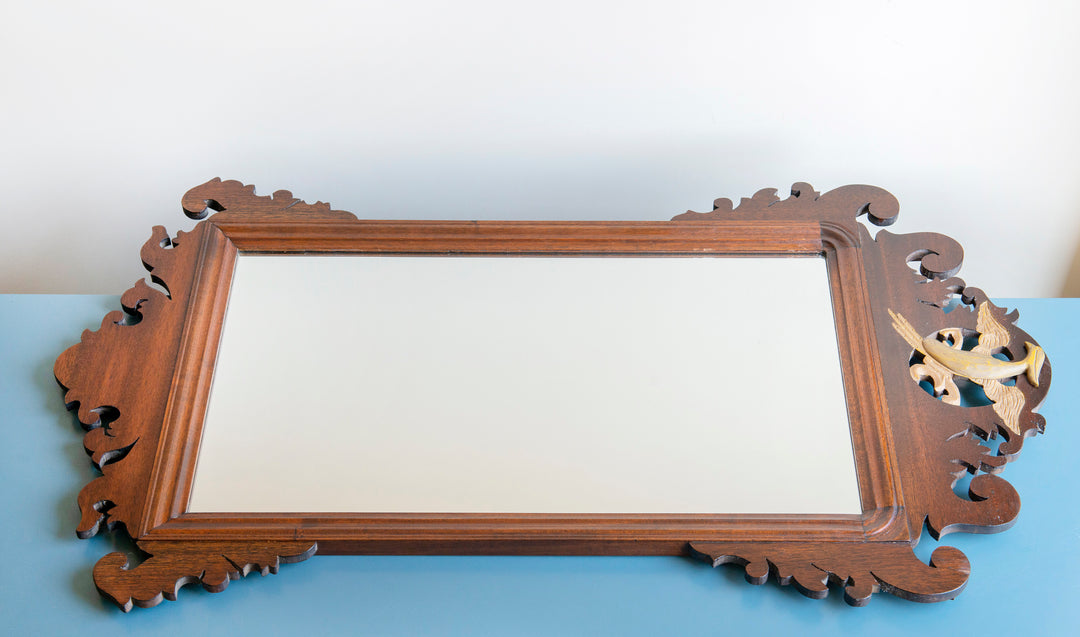 Georgian Fret Cut Chippendale Mirror, Mahogany Wood