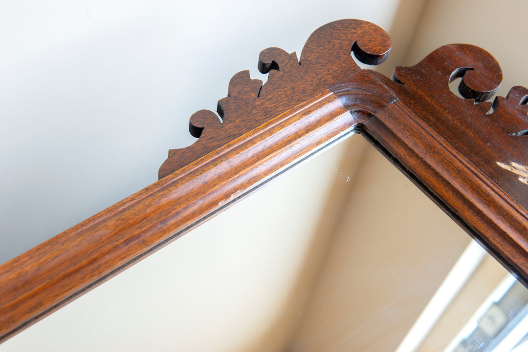 Georgian Fret Cut Chippendale Mirror, Mahogany Wood