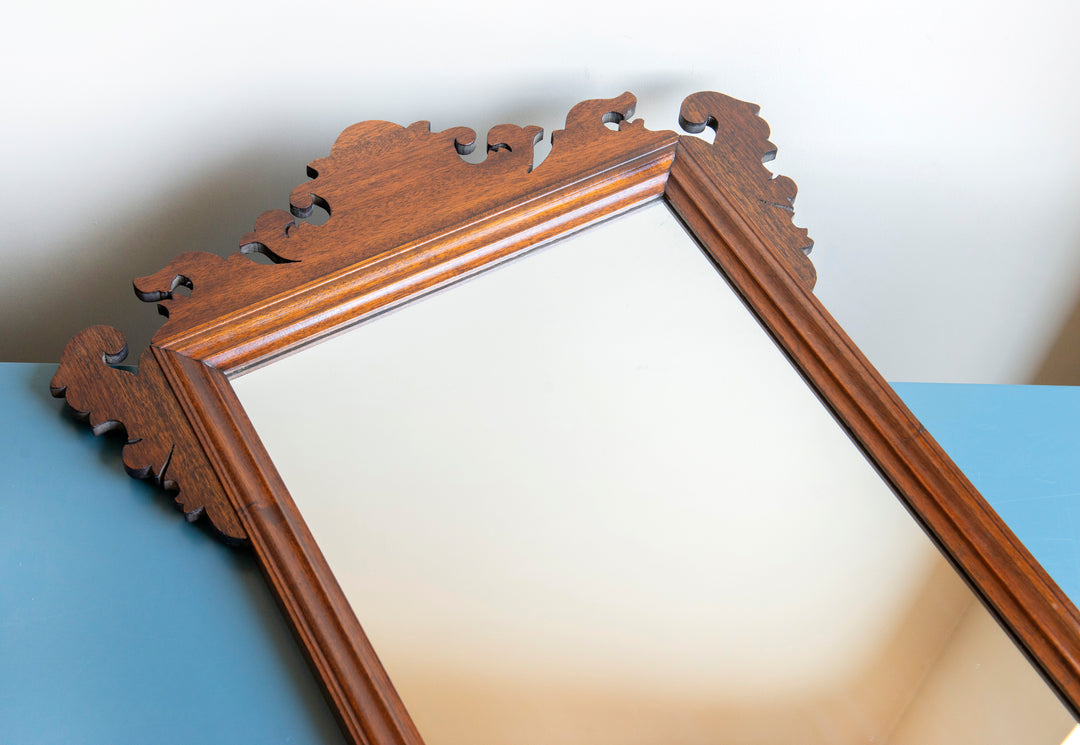 Georgian Fret Cut Chippendale Mirror, Mahogany Wood