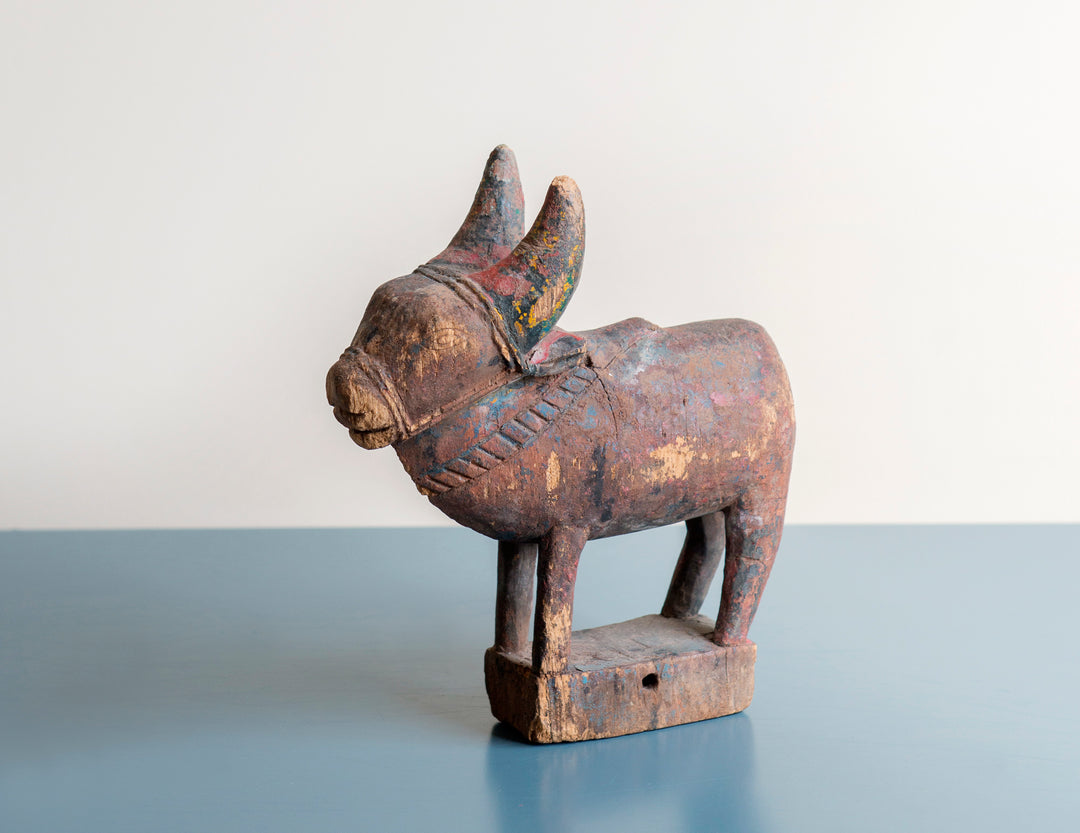 Antique Indian Bull Figurine, Folk Art