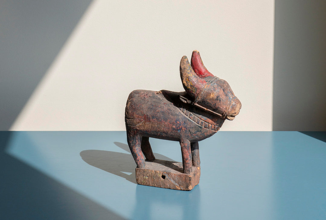 Antique Indian Bull Figurine, Folk Art