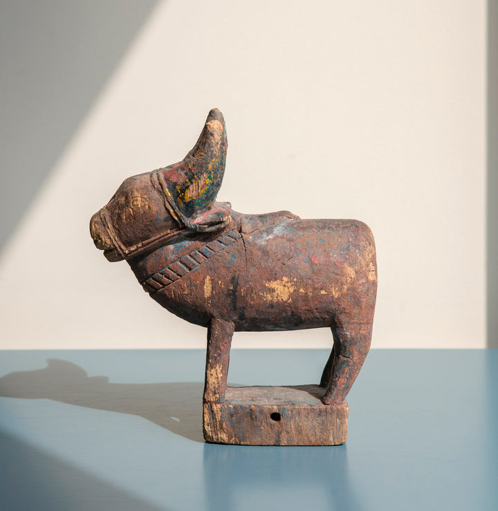 Antique Indian Bull Figurine, Folk Art