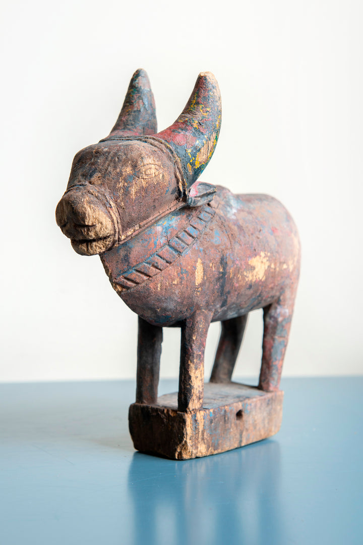 Antique Indian Bull Figurine, Folk Art