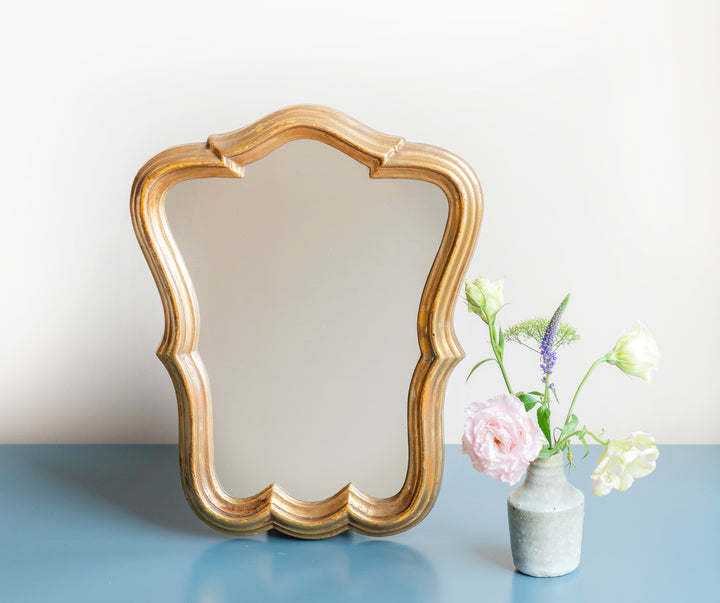 Gold Mirror With Scalloped Frame, 1960s