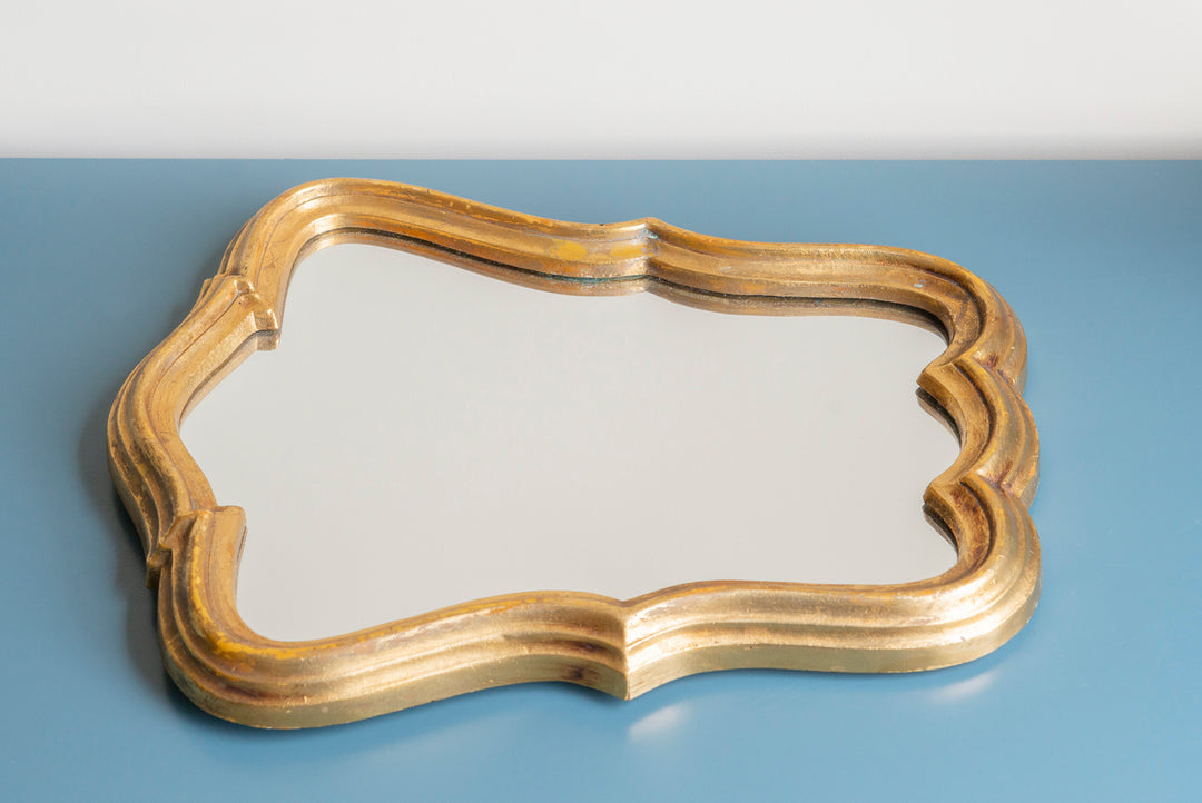 Gold Mirror With Scalloped Frame, 1960s