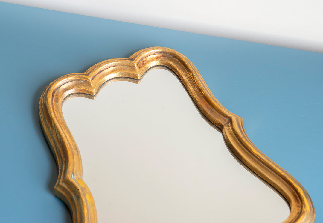 Gold Mirror With Scalloped Frame, 1960s