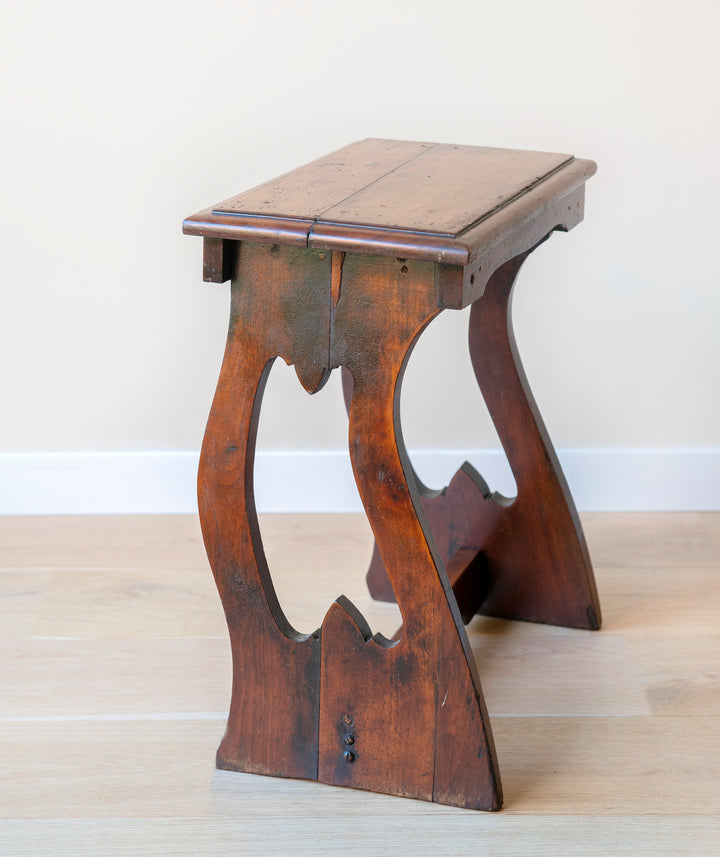 Antique Mahogany Stool, Arts And Crafts, 19th Century