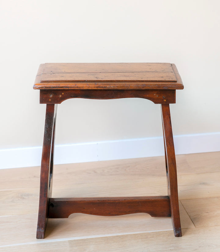 Antique Mahogany Stool, Arts And Crafts, 19th Century