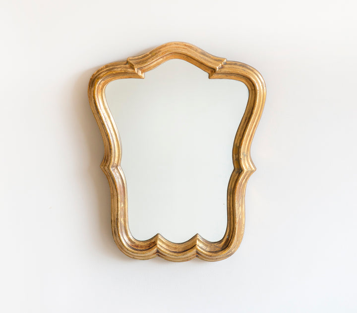 Gold Mirror With Scalloped Frame, 1960s