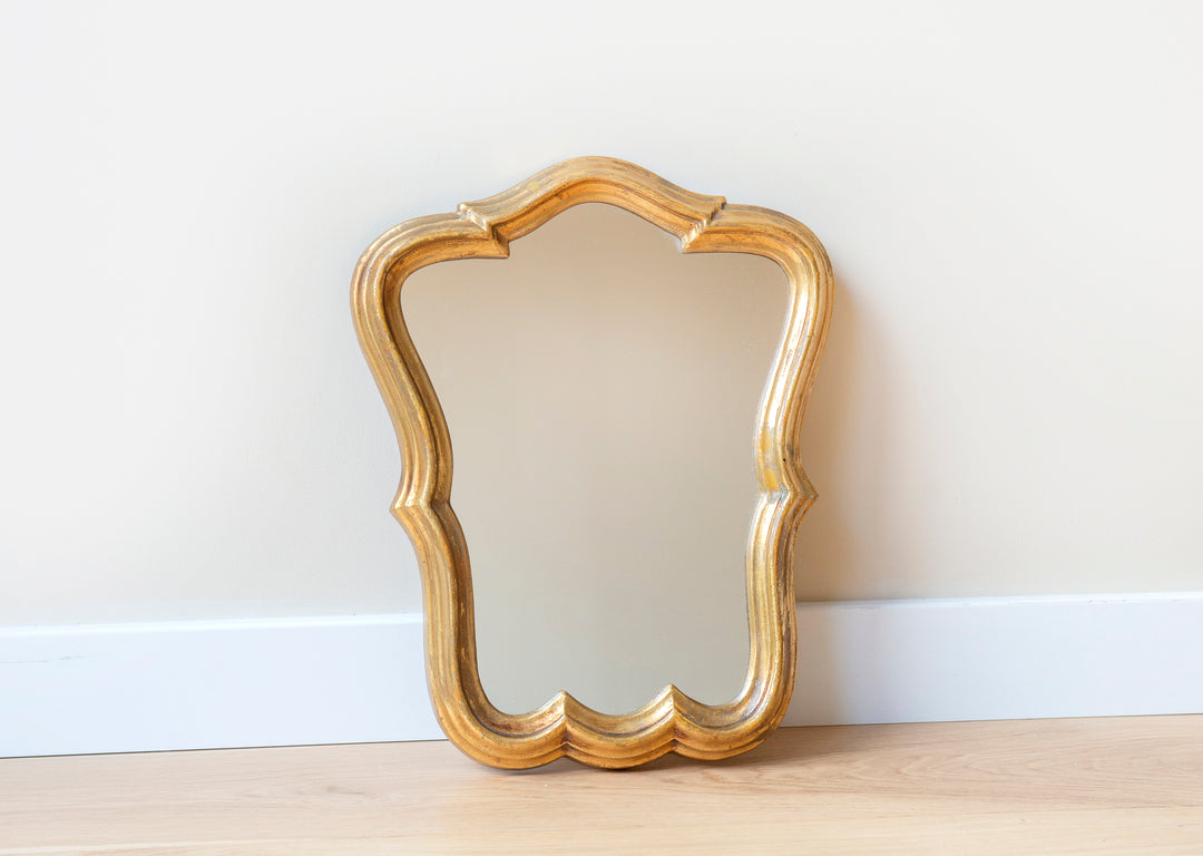 Gold Mirror With Scalloped Frame, 1960s