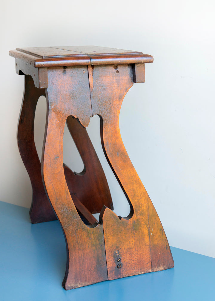 Antique Mahogany Stool, Arts And Crafts, 19th Century