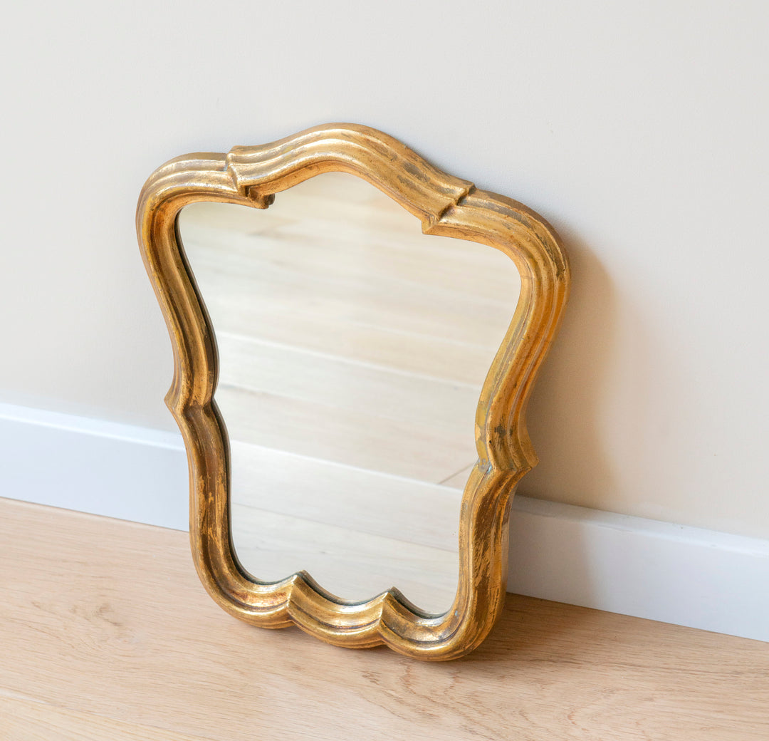 Gold Mirror With Scalloped Frame, 1960s