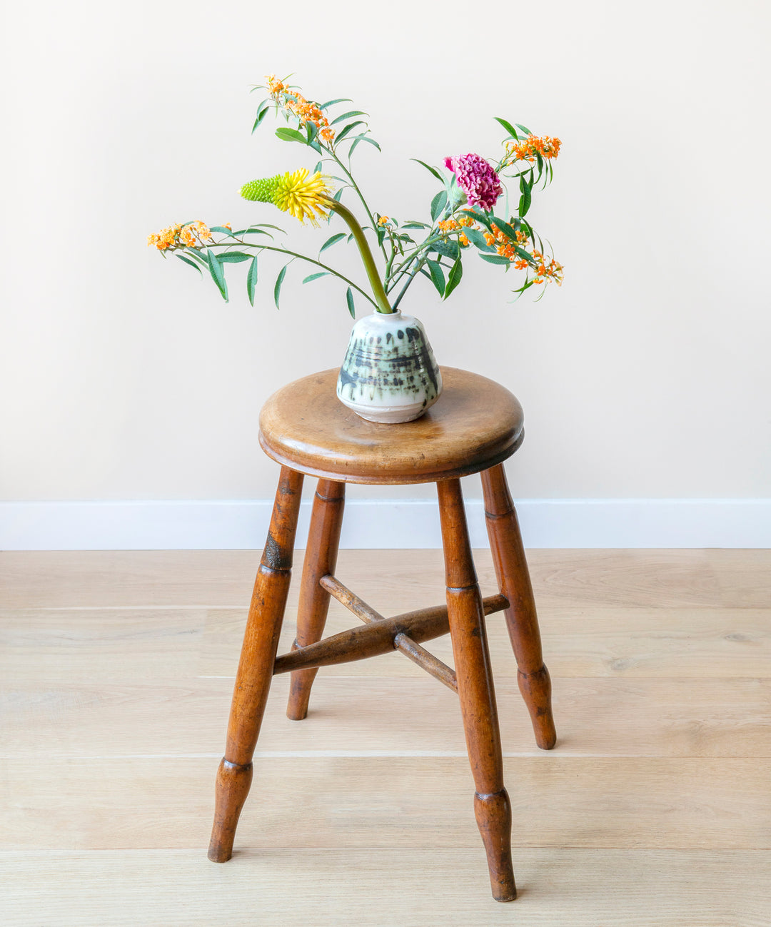 Antique English Windsor Stool, 19th Century