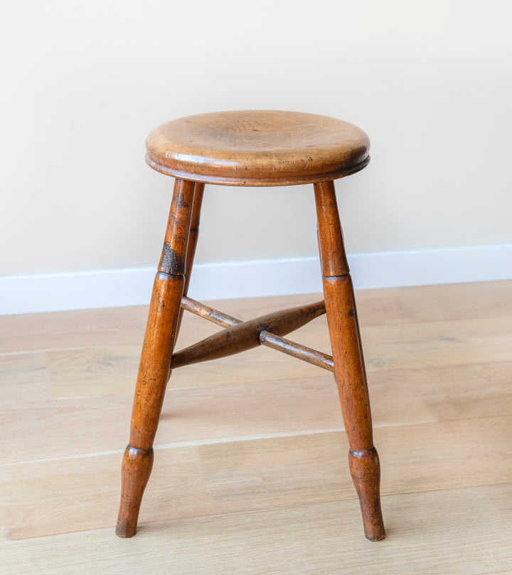 Antique English Windsor Stool, 19th Century