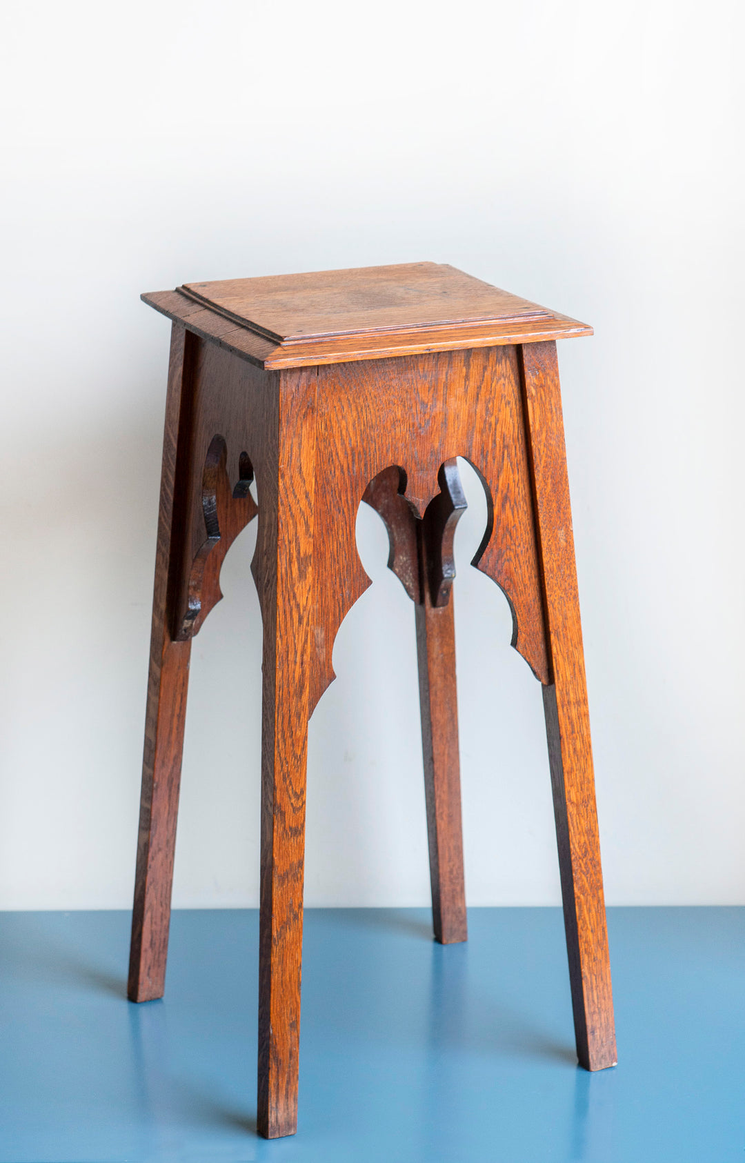 Antique Hand Carved Oak Side Table, Art Deco Design, 1930s