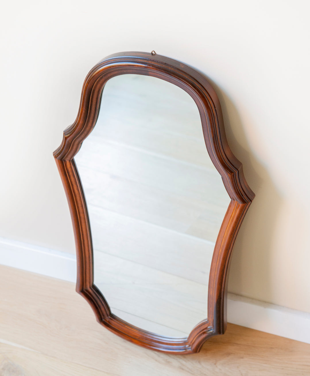 Victorian Style Wooden Mirror With Scalloped Frame