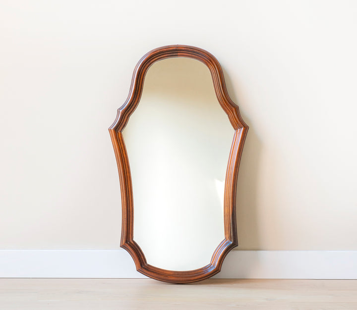 Victorian Style Wooden Mirror With Scalloped Frame