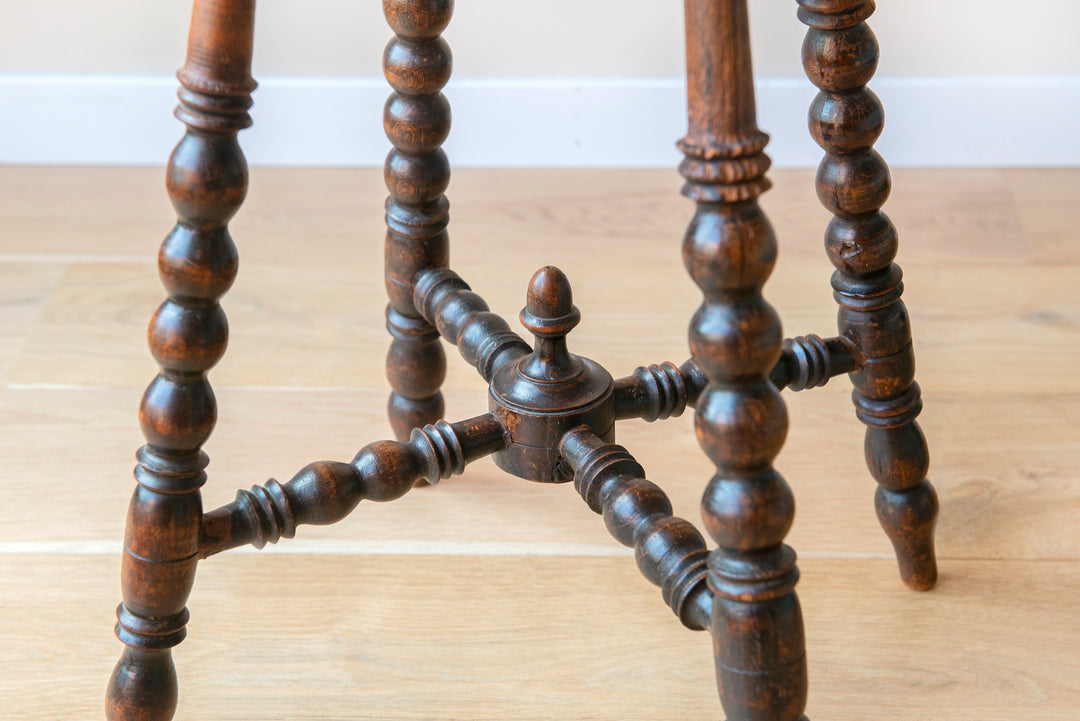 Antique Carved Side Table With Bobbin Legs, 19th Century