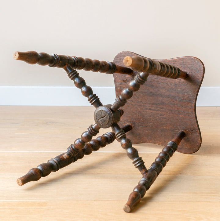 Antique Carved Side Table With Bobbin Legs, 19th Century