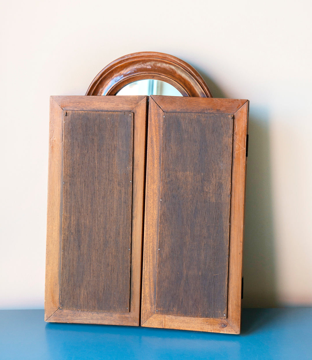 Antique Triptych Table Mirror, Oak Wood