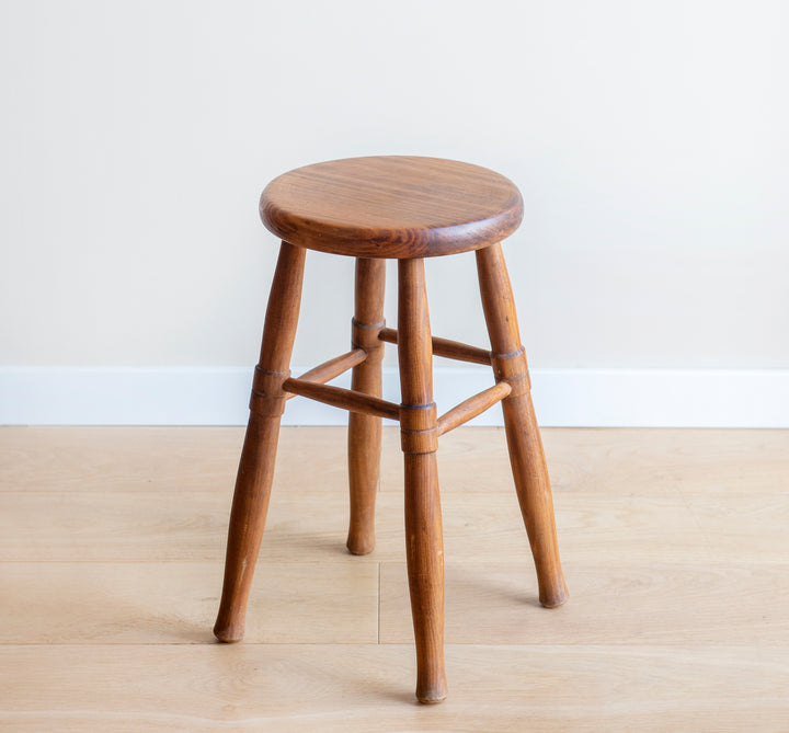 Primitive Oak Wood Farmers Stool