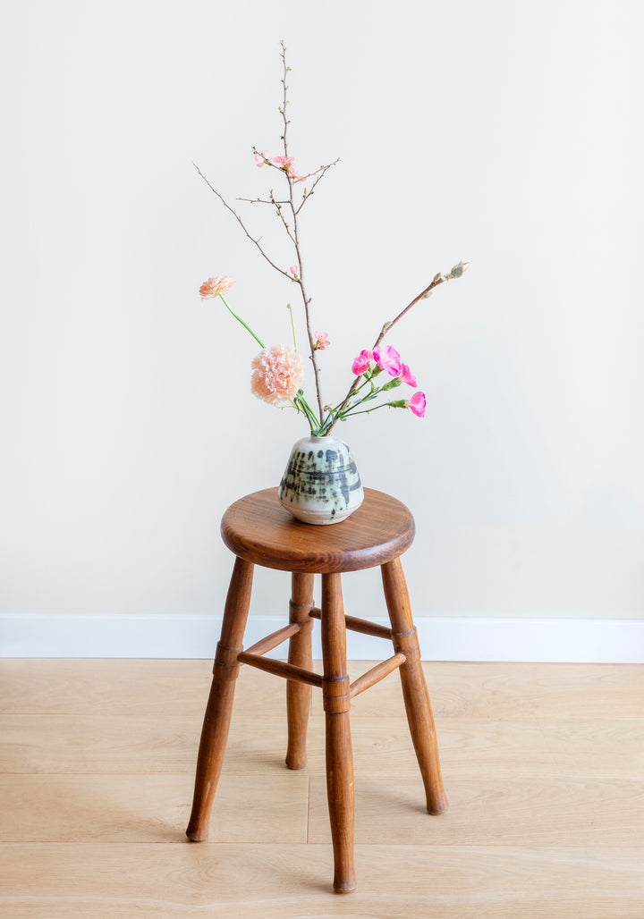 Primitive Oak Wood Farmers Stool