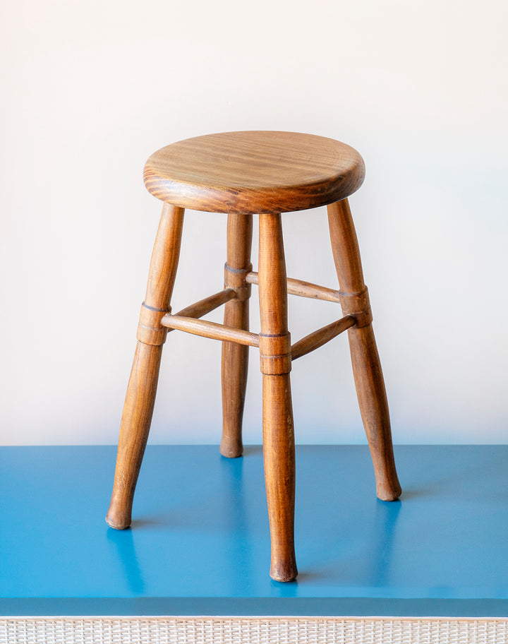 Primitive Oak Wood Farmers Stool