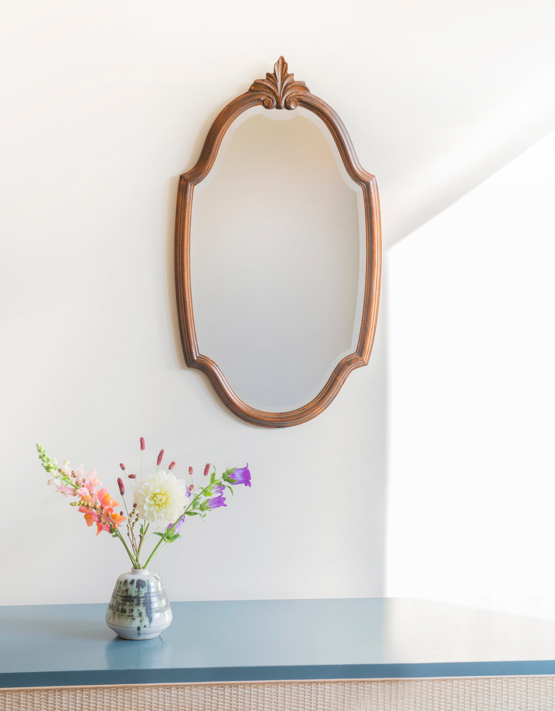 Belgian Oak Wooden Mirror With Beveled Glass, Deknudt