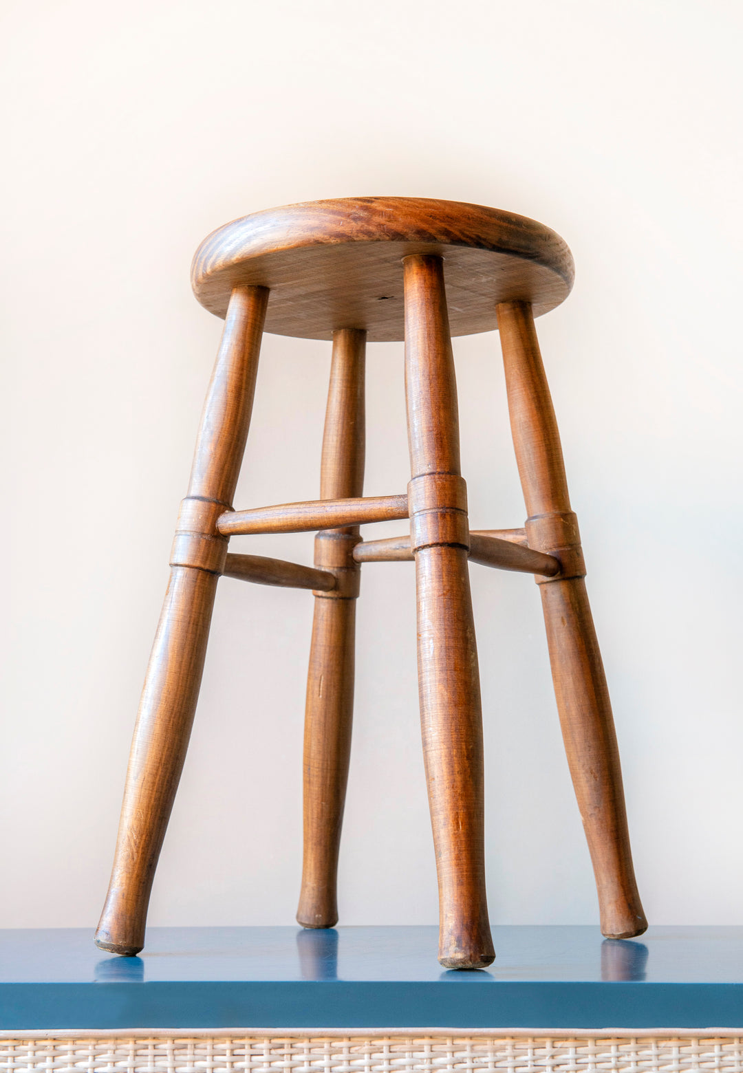 Primitive Oak Wood Farmers Stool