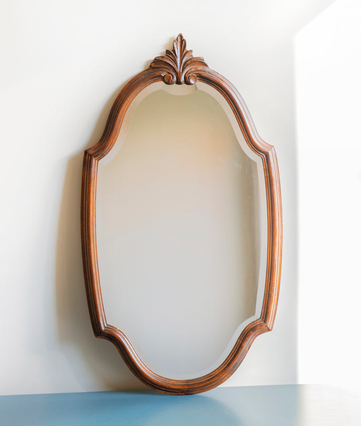 Belgian Oak Wooden Mirror With Beveled Glass, Deknudt