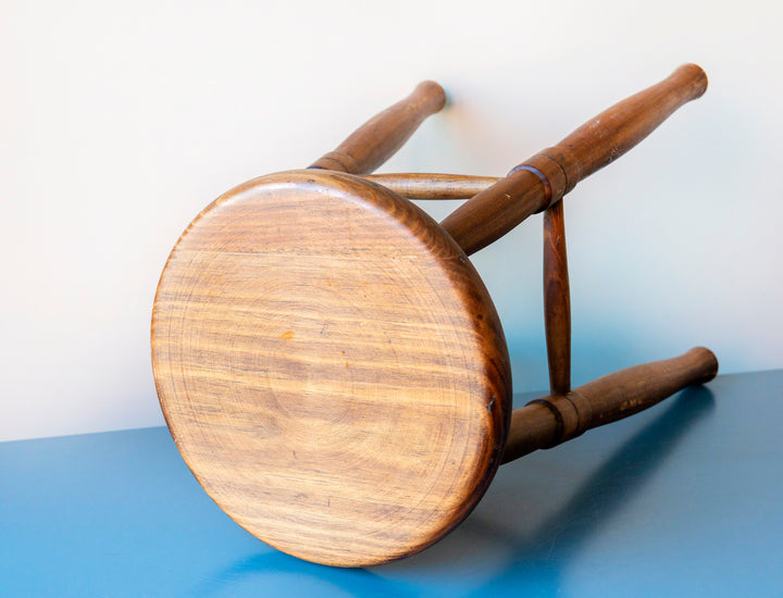 Primitive Oak Wood Farmers Stool