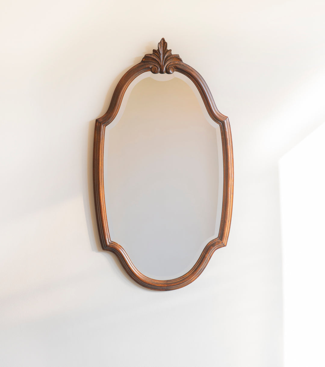 Belgian Oak Wooden Mirror With Beveled Glass, Deknudt