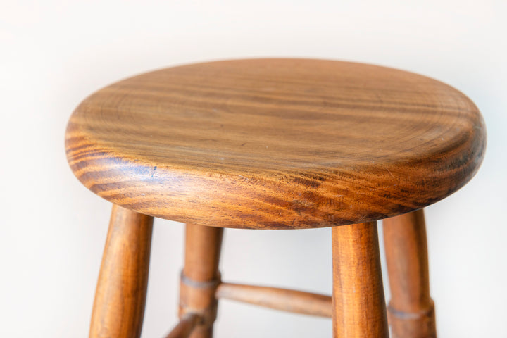 Primitive Oak Wood Farmers Stool