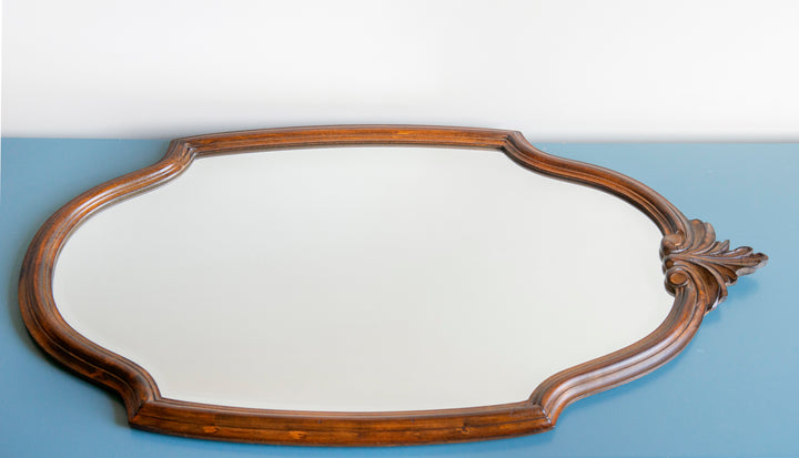 Belgian Oak Wooden Mirror With Beveled Glass, Deknudt