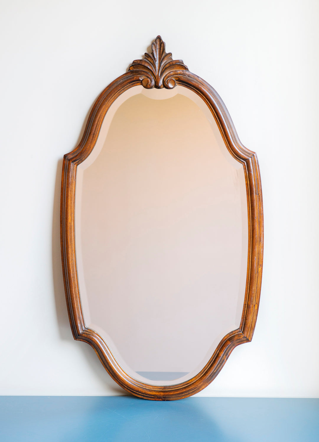 Belgian Oak Wooden Mirror With Beveled Glass, Deknudt