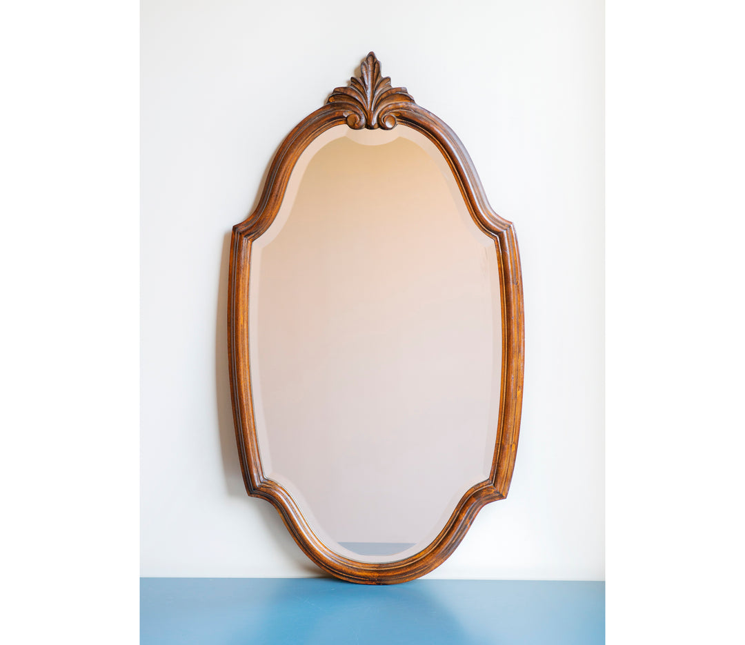 Belgian Oak Wooden Mirror With Beveled Glass, Deknudt