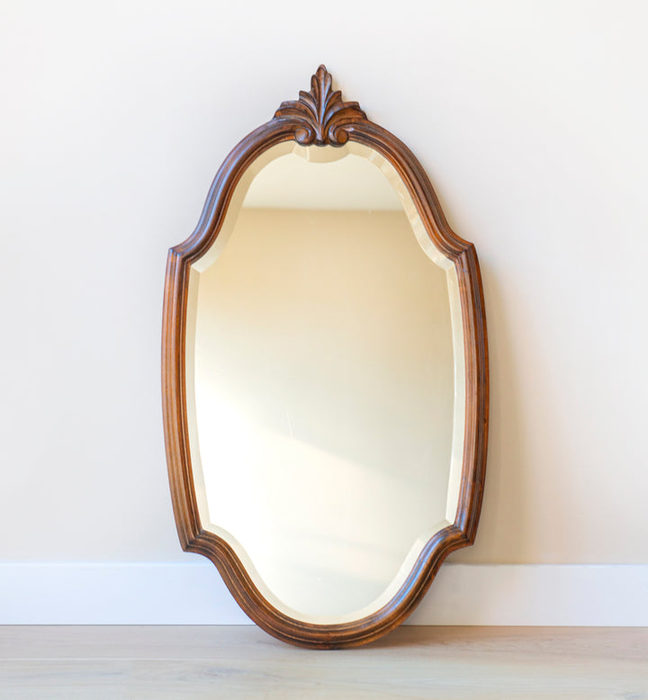 Belgian Oak Wooden Mirror With Beveled Glass, Deknudt