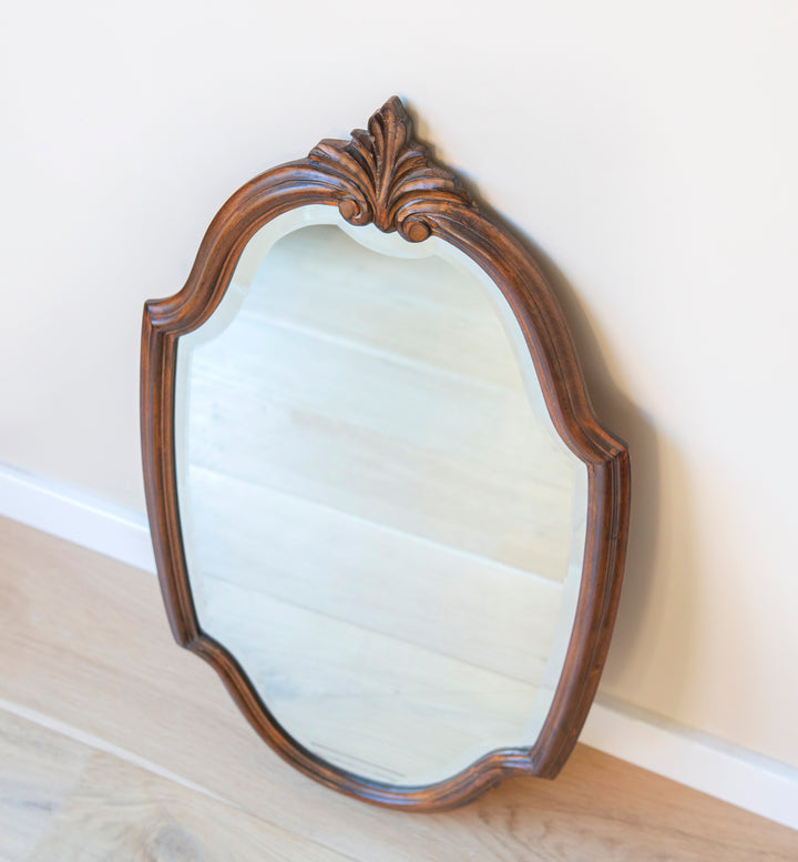 Belgian Oak Wooden Mirror With Beveled Glass, Deknudt