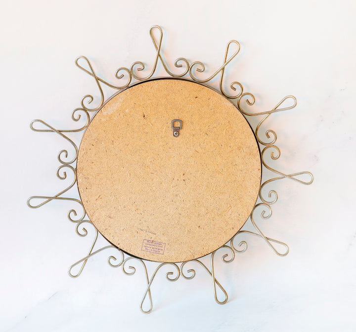 Round Convex Golden Wall Mirror, 1960s Design