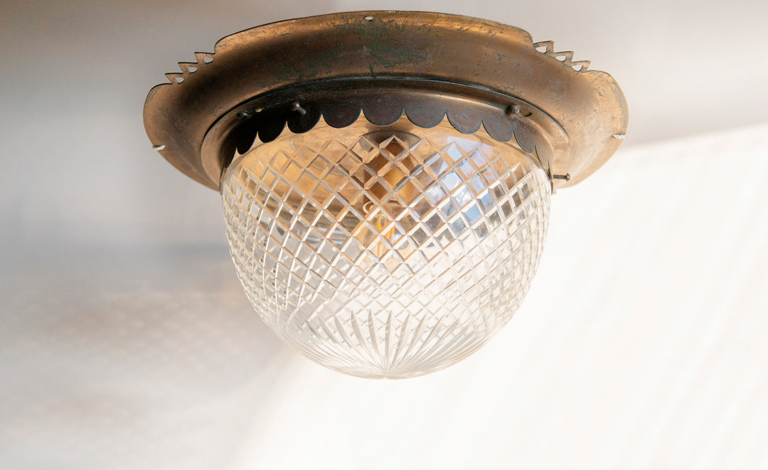 Art Deco Glass Ceiling Lamp, 1920s Design