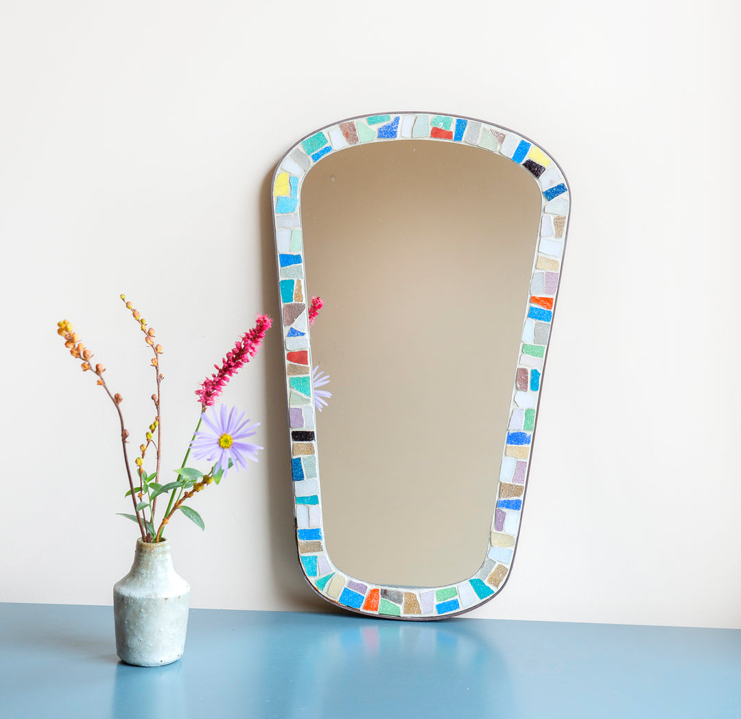 Mid Century Mosaic Mirror, Organic Shape