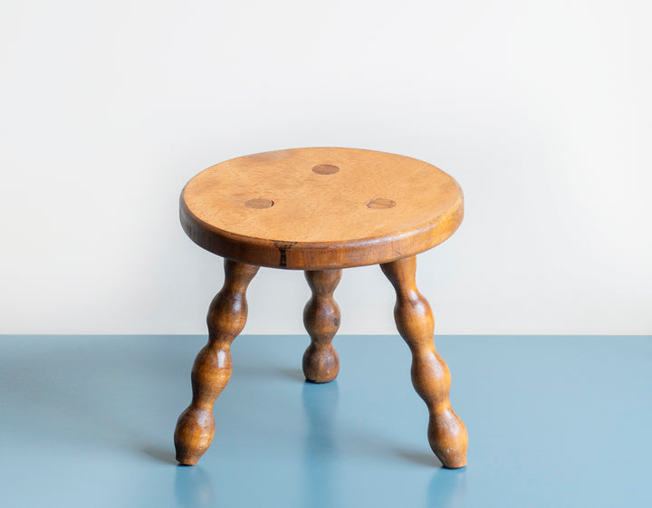 Small Round Tripod Stool With Bobbin Legs