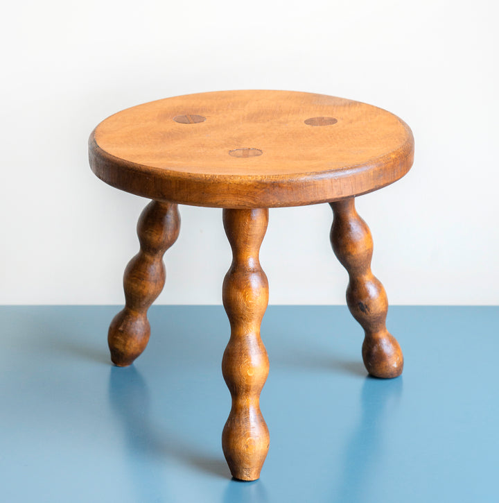 Small Round Tripod Stool With Bobbin Legs