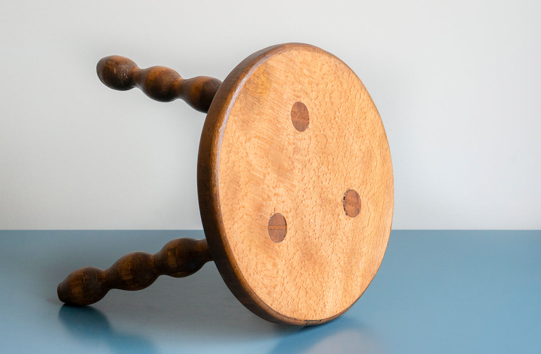 Small Round Tripod Stool With Bobbin Legs