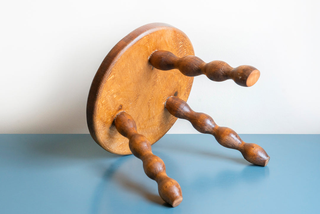 Small Round Tripod Stool With Bobbin Legs